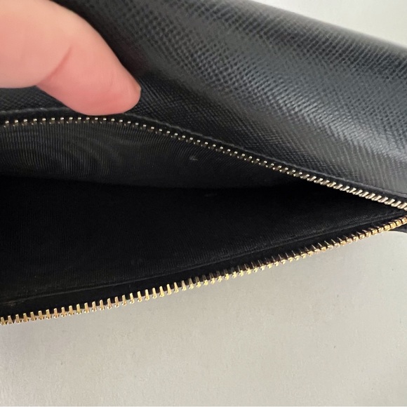 Prada Black Bow Wallet Saffiano Leather Continental Snap Front - Picture 10 of 12